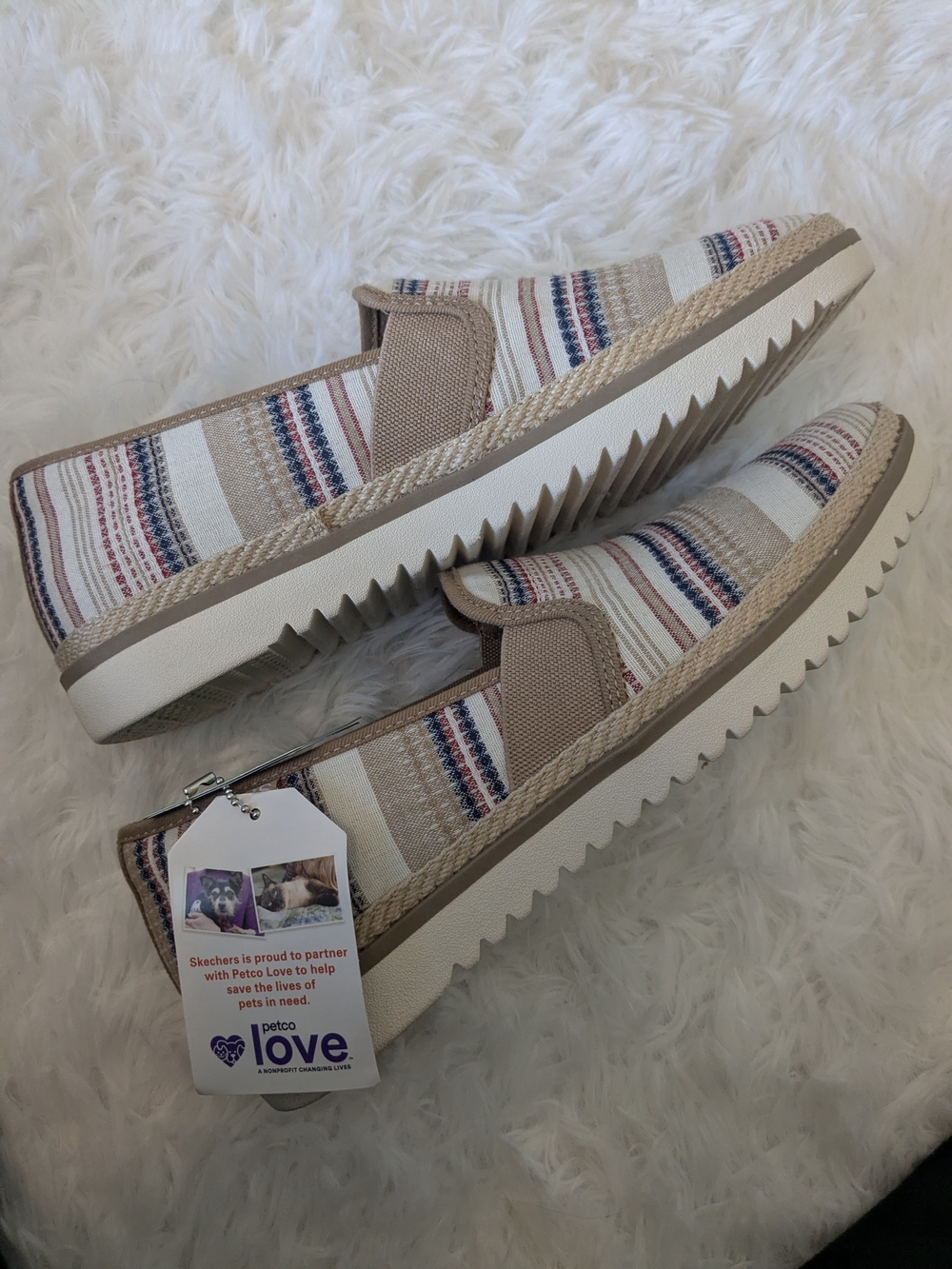 BOBS from Skechers Beige Striped Slip-On Espadrilles Women's Size 9